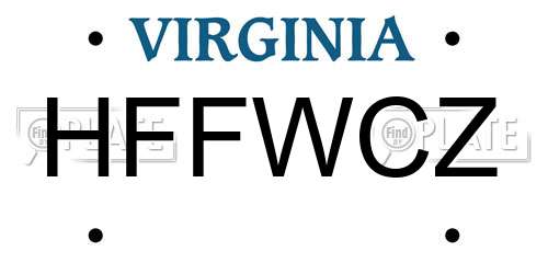 HFFWCZ Virginia License Plate