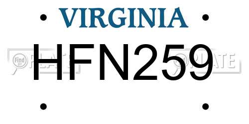 HFN259 Virginia License Plate