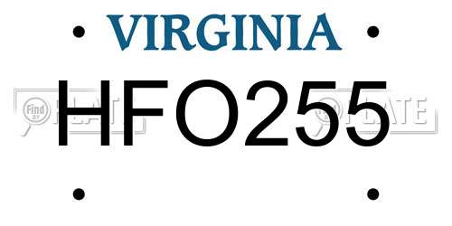 HFO255 Virginia License Plate