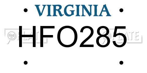 HFO285 Virginia License Plate