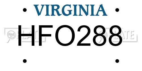 HFO288 Virginia License Plate