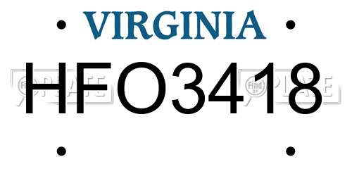 HFO3418 Virginia License Plate