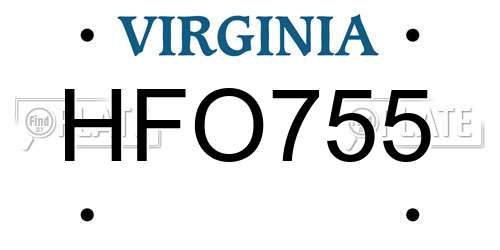 HFO755 Virginia License Plate