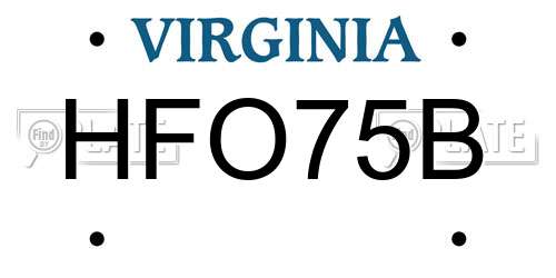 HFO75B Virginia License Plate