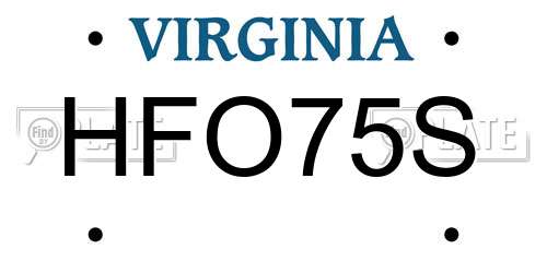 HFO75S Virginia License Plate