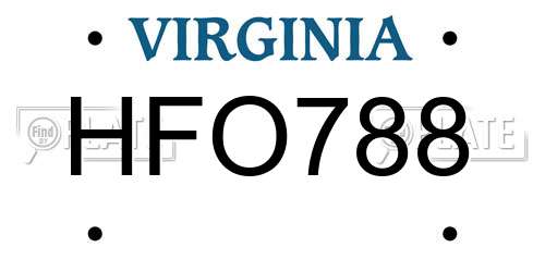 HFO788 Virginia License Plate