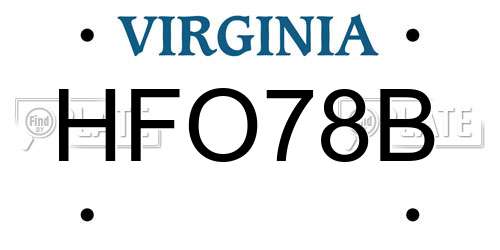 HFO78B Virginia License Plate