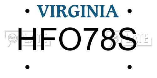 HFO78S Virginia License Plate