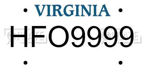HFO9999 Virginia License Plate