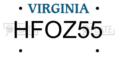 HFOZ55 Virginia License Plate