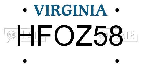 HFOZ58 Virginia License Plate