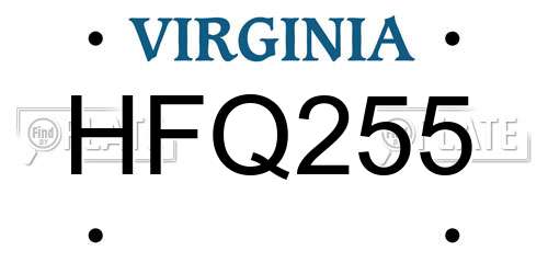 HFQ255 Virginia License Plate