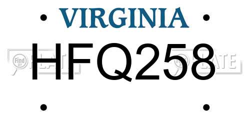 HFQ258 Virginia License Plate
