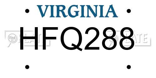 HFQ288 Virginia License Plate