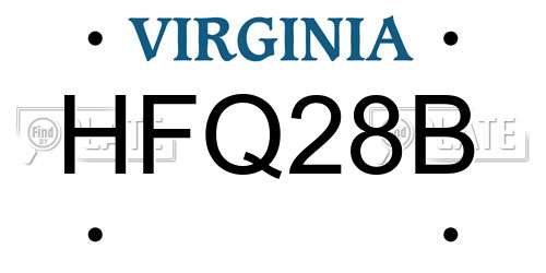 HFQ28B Virginia License Plate