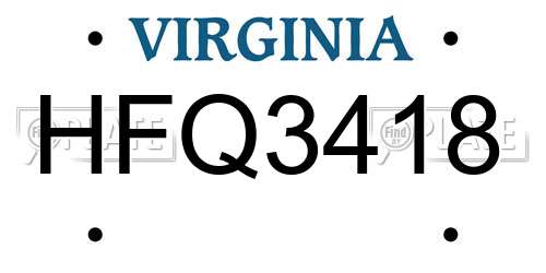 HFQ3418 Virginia License Plate