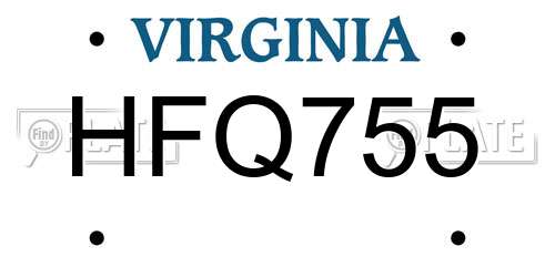 HFQ755 Virginia License Plate