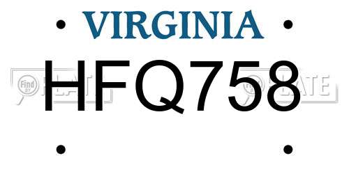 HFQ758 Virginia License Plate