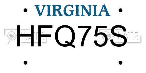 HFQ75S Virginia License Plate