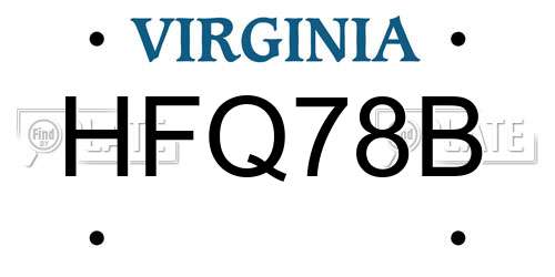 HFQ78B Virginia License Plate