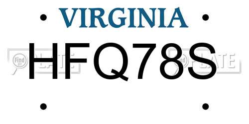 HFQ78S Virginia License Plate