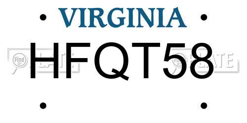HFQT58 Virginia License Plate