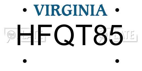 HFQT85 Virginia License Plate