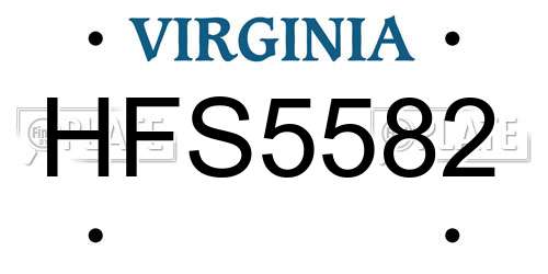 HFS5582 Virginia License Plate
