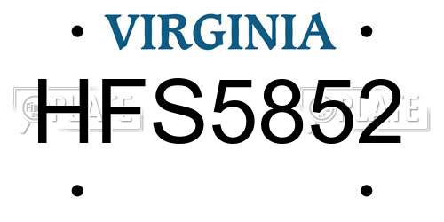 HFS5852 Virginia License Plate