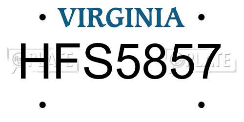 HFS5857 Virginia License Plate
