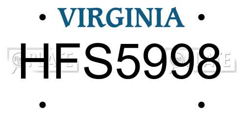 HFS5998 Virginia License Plate