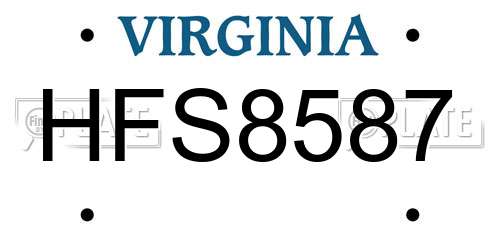 HFS8587 Virginia License Plate