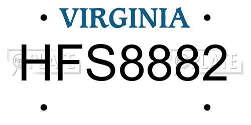 HFS8882 Virginia License Plate