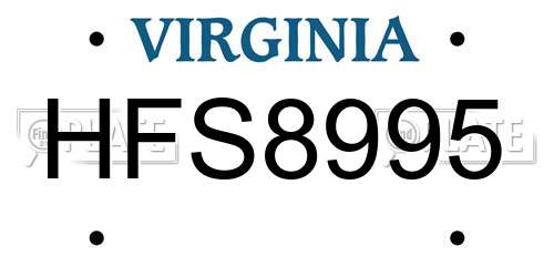 HFS8995 Virginia License Plate