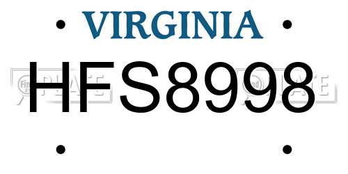 HFS8998 Virginia License Plate