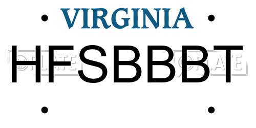 HFSBBBT Virginia License Plate