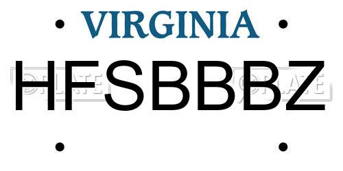 HFSBBBZ Virginia License Plate