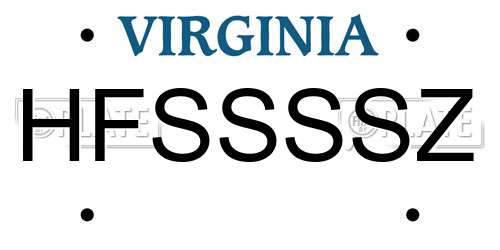 HFSSSSZ Virginia License Plate