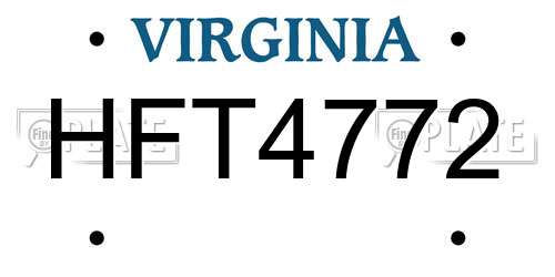 HFT4772 Virginia License Plate