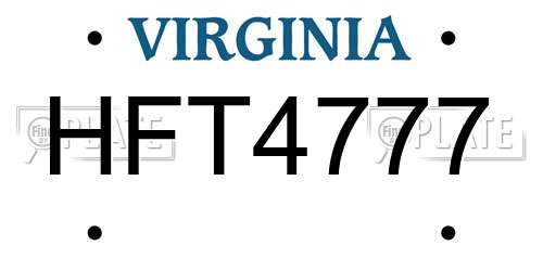 HFT4777 Virginia License Plate