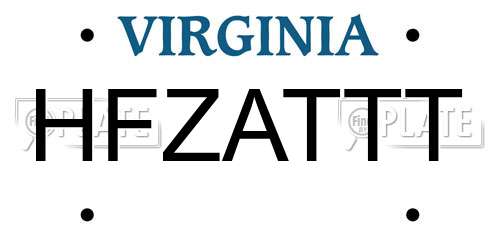 HFZATTT Virginia License Plate