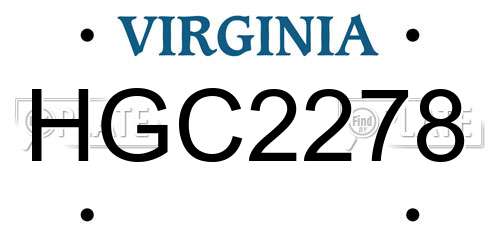 HGC2278 Virginia License Plate