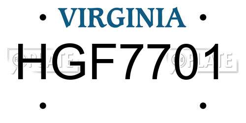 HGF7701 Virginia License Plate
