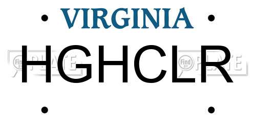 HGHCLR Virginia License Plate