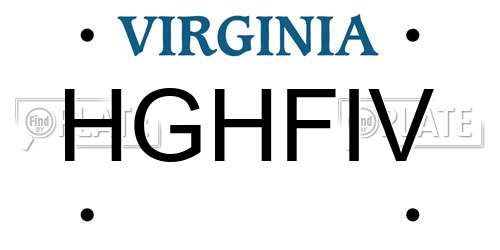 HGHFIV Virginia License Plate