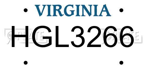 HGL3266 Virginia License Plate
