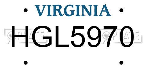 HGL5970 Virginia License Plate