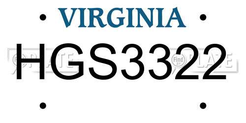 HGS3322 Virginia License Plate
