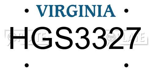 HGS3327 Virginia License Plate