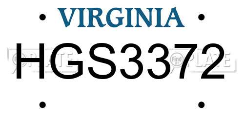 HGS3372 Virginia License Plate